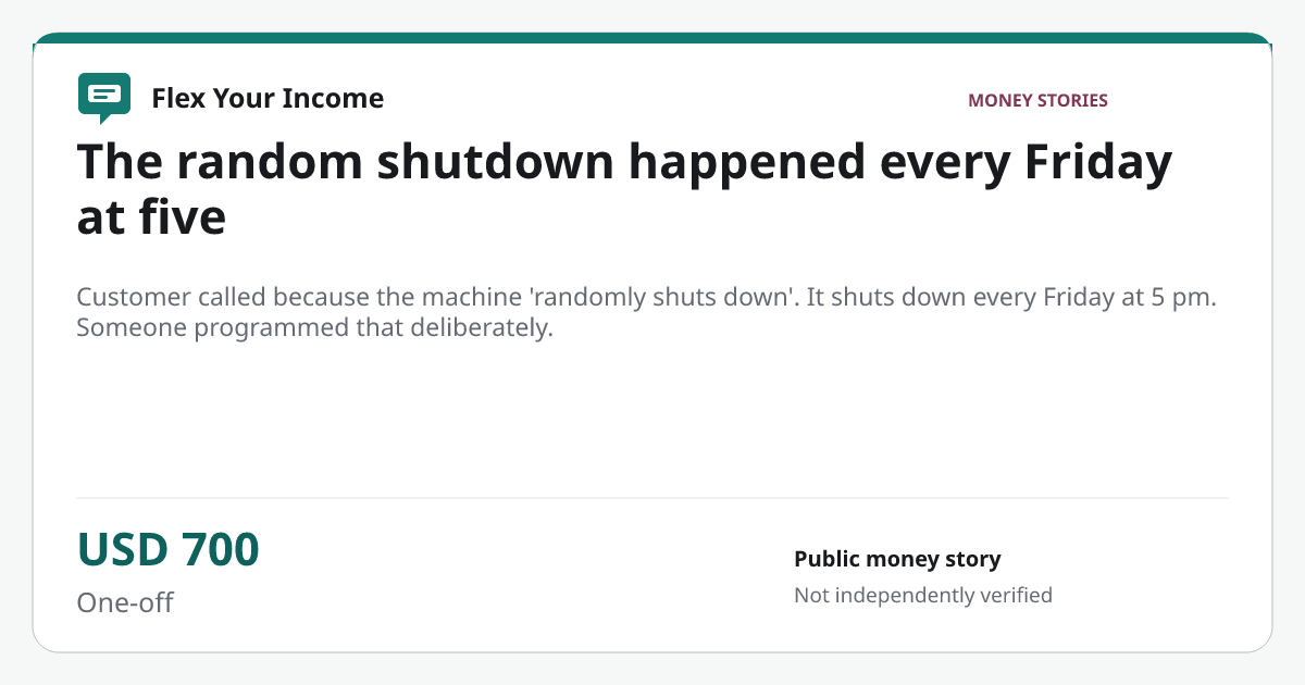 Share preview: The random shutdown happened every Friday at five